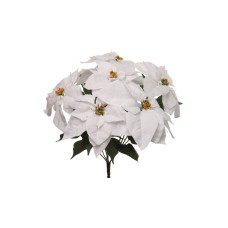 WEATHERPROOF White Velvet Poinsettia Bush With 7 - 12 Inch Heads (Lot of 1 Bush) SALE ITEM